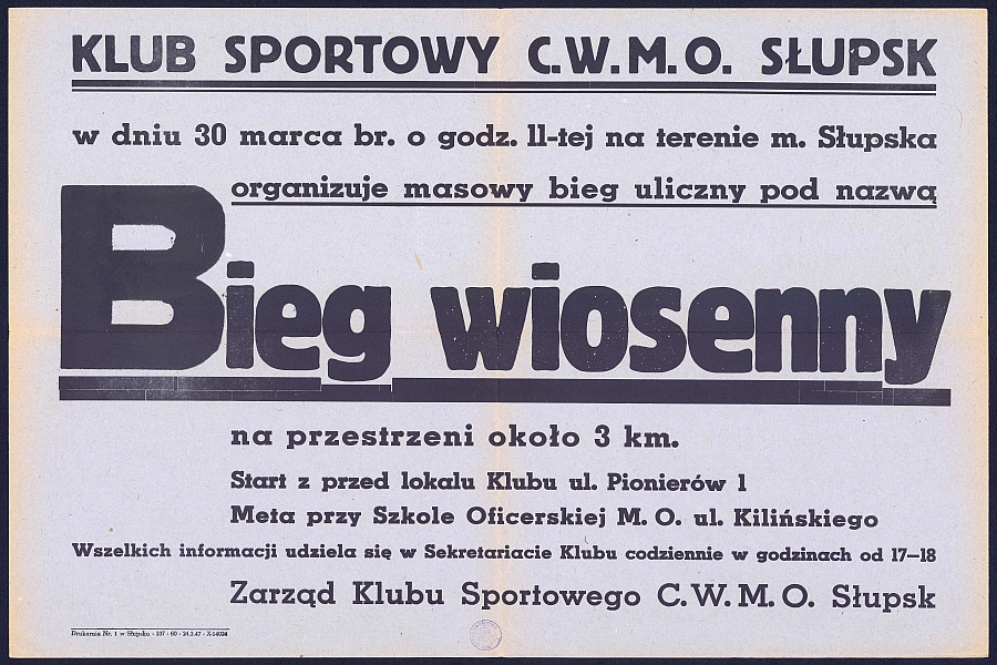 Plakat zapowiadający "Bieg wiosenny"