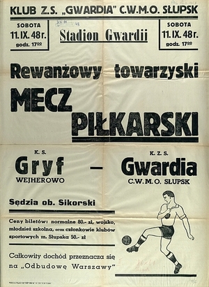 Plakat zapowiadający mecz. Ze zbiorów Książnicy Pomorskiej w Szczecinie.