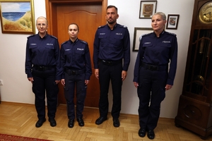 Na zdjęciu, od lewej: asp.szt. Marta Brzezińska (ZSK), asp. Anna Dawidowska (ZSK), sierż.szt. Adam Działowski (ZIP), asp.szt. Kamila Koszałka (ZO).