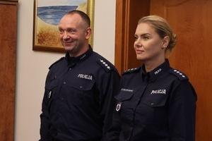 Na zdjęciu: nadkom. Sylwia Ceglarek Ginter i asp.szt. Piotr Szafrański.